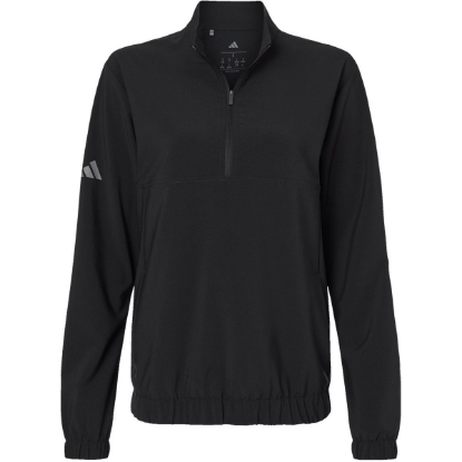 Custom Womens Stretch Woven Half-Zip Pullover Black
