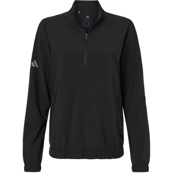 Custom Womens Stretch Woven Half-Zip Pullover Black
