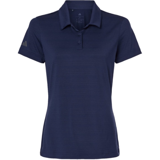 Custom Womens Textured Stripe Polo Dark Blue