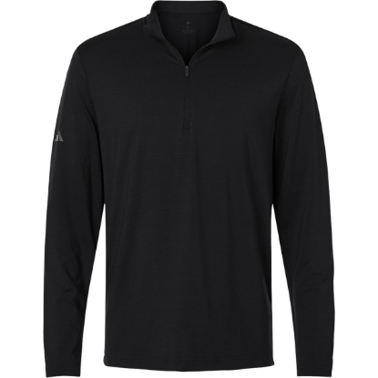 Custom Mens Textured Stripe Quarter-Zip Pullover Black