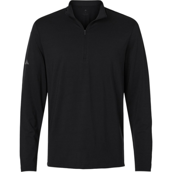 Custom Mens Textured Stripe Quarter-Zip Pullover Black