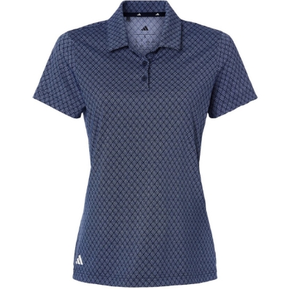 Custom Womens 4-Way Stretch Printed Polo Collegiate Navy