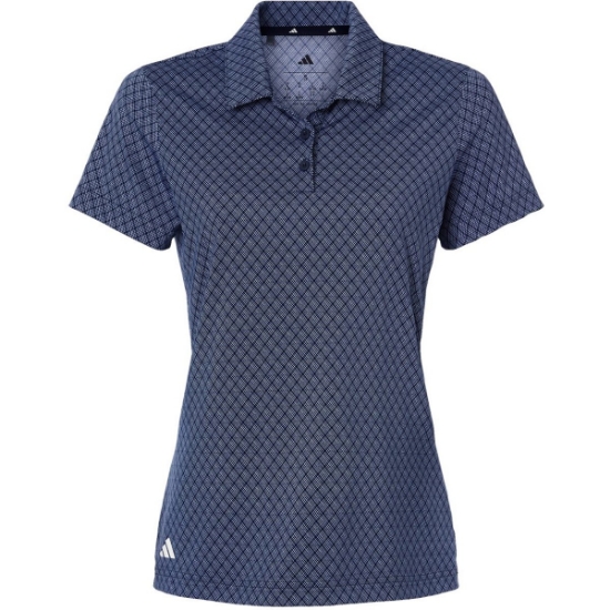 Custom Womens 4-Way Stretch Printed Polo Collegiate Navy