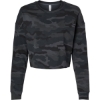 Custom Womens Lightweight Crop Crewneck Sweatshirt Black Camo
