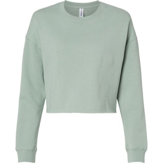 Custom Womens Lightweight Crop Crewneck Sweatshirt Sage