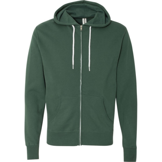 Custom Unisex Lightweight Full-Zip Hooded Sweatshirt Alpine Green