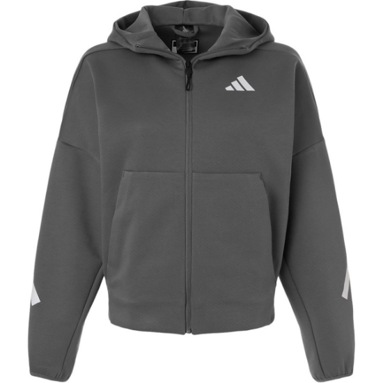 Custom Womens Z.N.E Full-Zip Hooded Sweatshirt Team Grey Four/ White