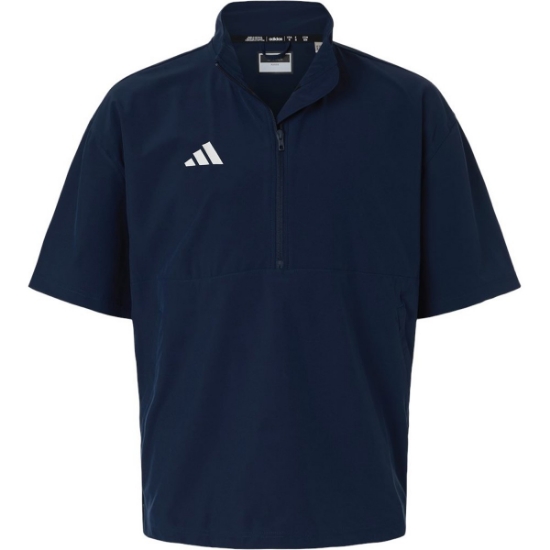 Custom Mens Short Sleeve Quarter-Zip Pullover Team Navy Blue/ White