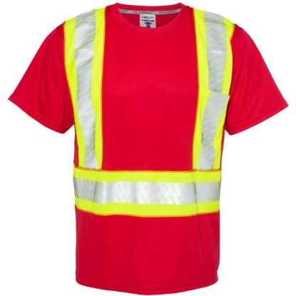 Custom Unisex EV Series® Enhanced Visibility Contrast Pocket T-Shirt Red/ Lime - B203