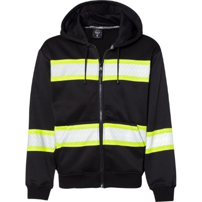Custom Mens EV Series® Enhanced Visibility Full-Zip Hooded Sweatshirt Black/ Lime