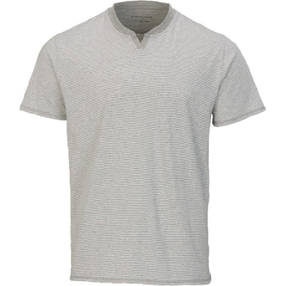 Custom Mens Striped V-Notch T-Shirt Oxford Heather/ White