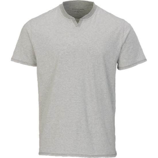 Custom Mens Striped V-Notch T-Shirt Oxford Heather/ White