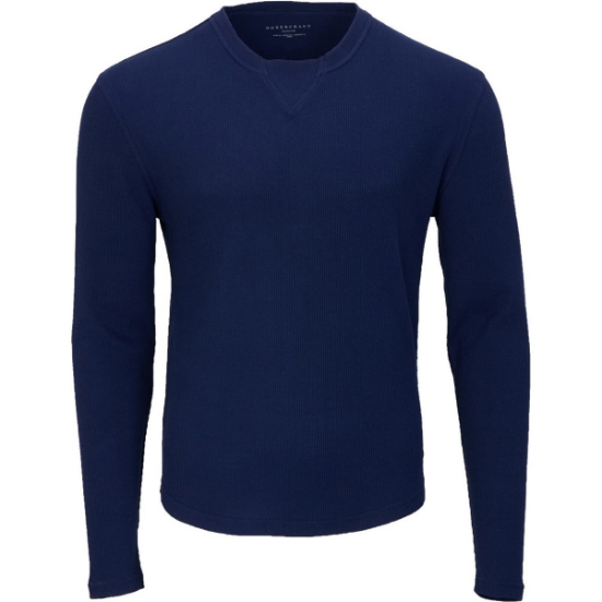 Custom Mens Waffle Knit Long Sleeve T-Shirt Navy