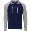 Custom Unisex Waffle Knit Pullover Hooded Long Sleeve T-Shirt Navy/ Oxford Heather