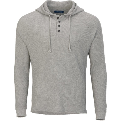 Custom Unisex Waffle Knit Pullover Hooded Long Sleeve T-Shirt Oxford Heather