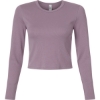 Custom Womens Baby Rib Long Sleeve Cropped Tee Smokey Violet