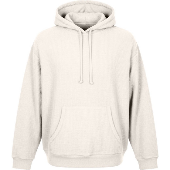 Custom Unisex Corded Pullover Hooded Sweatshirt Natural