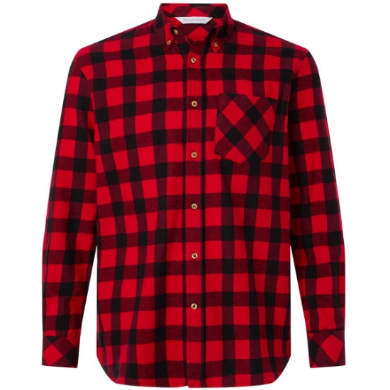 Custom Mens Flannel Button Down Shirt Red/ Black Buffalo