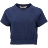 Custom Womens French Terry Short Sleeve Cropped Crewneck Sweatshirt Navy Heather