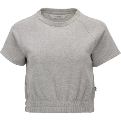 Custom Womens French Terry Short Sleeve Cropped Crewneck Sweatshirt Oxford Heather
