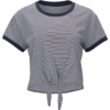 Custom Womens Striped Tie Front T-Shirt Navy/ White