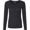 Custom Womens Harper Long Sleeve Henley Black