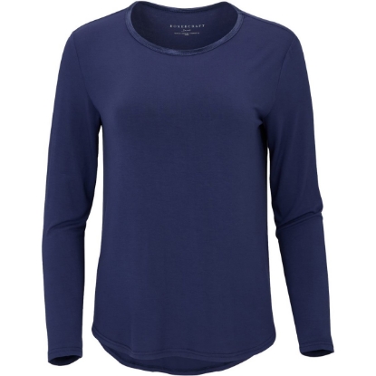 Custom Womens Bamboo Long Sleeve T-Shirt Navy