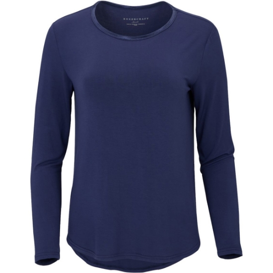Custom Womens Bamboo Long Sleeve T-Shirt Navy