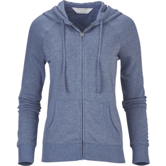 Custom Womens Dream Fleece Full-Zip Hooded Sweatshirt Indigo Heather