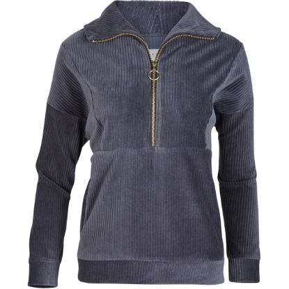 Custom Womens Manchester Corded Quarter-Zip Pullover Castlerock