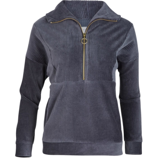 Custom Womens Manchester Corded Quarter-Zip Pullover Castlerock