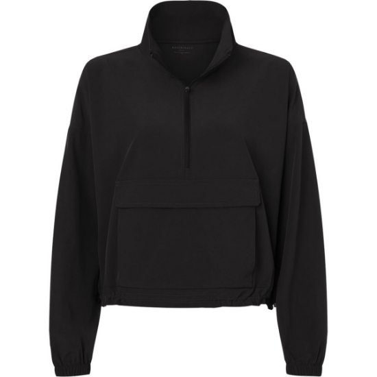 Custom Womens Stretch Woven Quarter-Zip Pullover Black