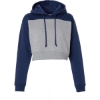 Custom Womens Cropped Fleece Hooded Sweatshirt Navy/ Oxford Heather