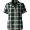 Custom Womens Boxy Flannel Shirt Green/ White Plaid