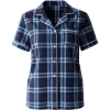 Custom Womens Boxy Flannel Shirt Navy/ Columbia Plaid
