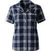 Custom Womens Boxy Flannel Shirt Navy/ Silver Plaid