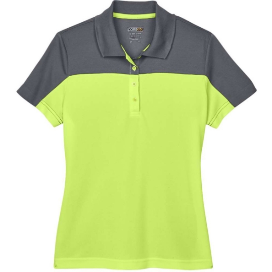 Custom Womens Balance Colorblock Performance Piqué Polo Safety Yellow/ Carbon