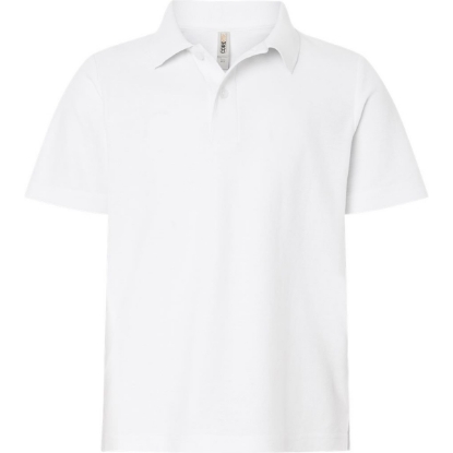 Custom Youth Resolve CVC Performance Pique Polo White