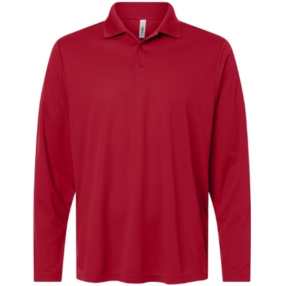 Custom Mens Nova Performance Long Sleeve Pique Polo Classic Red