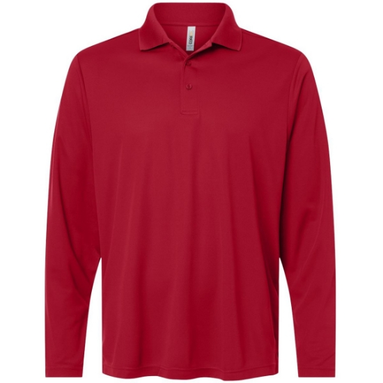 Custom Mens Nova Performance Long Sleeve Pique Polo Classic Red