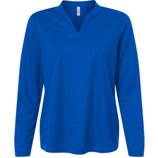 Custom Womens Nova Performance Long Sleeve Pique Polo True Royal