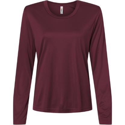 Custom Womens Capital Performance Long Sleeve T-Shirt Burgundy