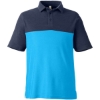 Custom Mens Fusion ChromaSoft™ Colorblock Polo Electric Blue/ Classic Navy Heather