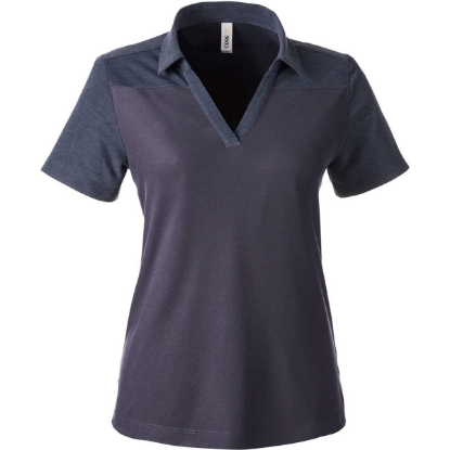 Custom Womens Fusion ChromaSoft™ Colorblock Polo Classic Navy/ Classic Navy Heather