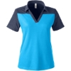 Custom Womens Fusion ChromaSoft™ Colorblock Polo Electric Blue/ Classic Navy Heather