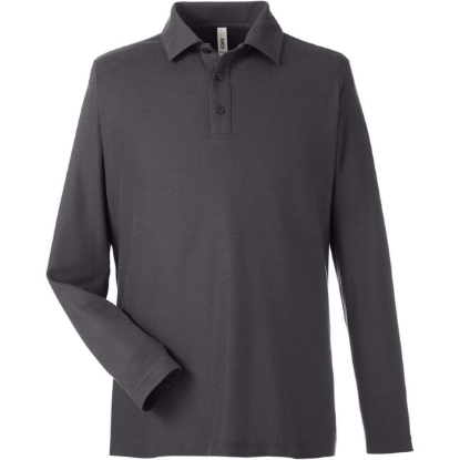 Custom Mens Fusion ChromaSoft™ Long Sleeve Pique Polo Carbon