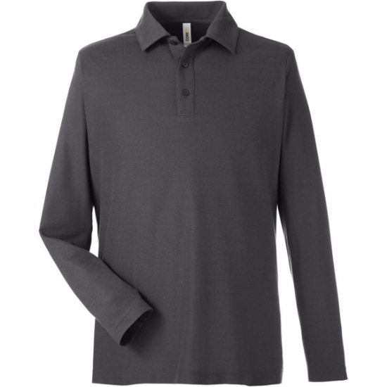 Custom Mens Fusion ChromaSoft™ Long Sleeve Pique Polo Carbon