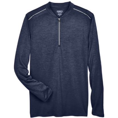 Custom Mens Kinetic Performance Quarter-Zip Pullover Classic Navy Heather/ Carbon