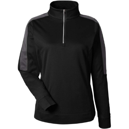 Custom Womens Market Snag Protect Mesh Colorblock Quarter-Zip Pullover Black/ Carbon