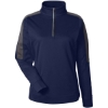 Custom Womens Market Snag Protect Mesh Colorblock Quarter-Zip Pullover Classic Navy Heather/ Carbon